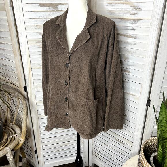 FLAX by JEANNE ENGLEHART Women's Button Corduroy Jacket Brown Speckled Small - Picture 5 of 13
